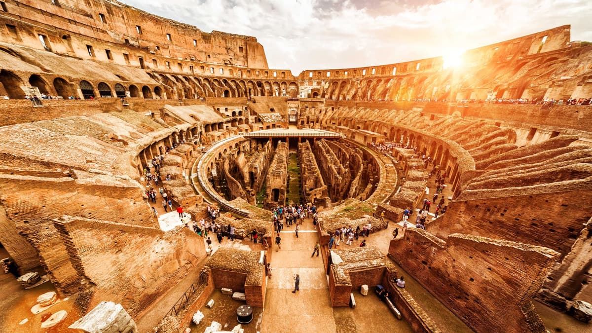 Roma: Coliseo (arena central), Foro Romano y monte Palatino
