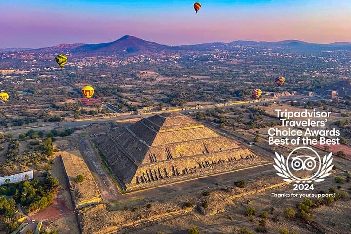 Tour de día completo en globo con Teotihuacán y Santuario de Guadalupe