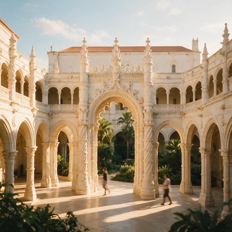 The cloister of the Jeronimos Monastery in Belem, Lisbon