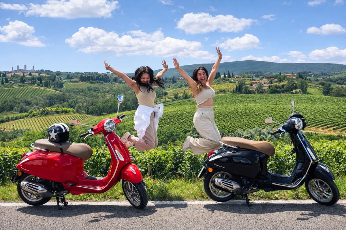From Florence: Fun Tuscany Vespa Tour with Lunch & Winery
