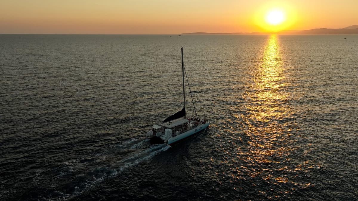 S'Arenal: Crucero en Catamarán al Atardecer con Barbacoa
