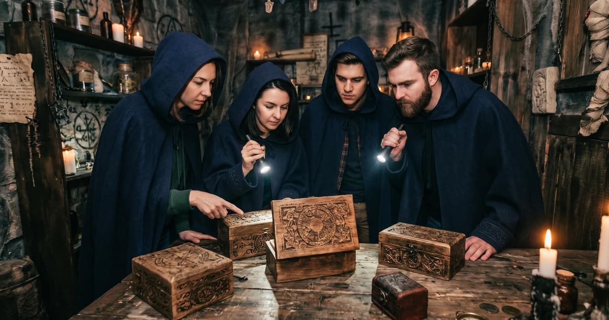 Juego de escape de brujería con otros viajeros en Barcelona
