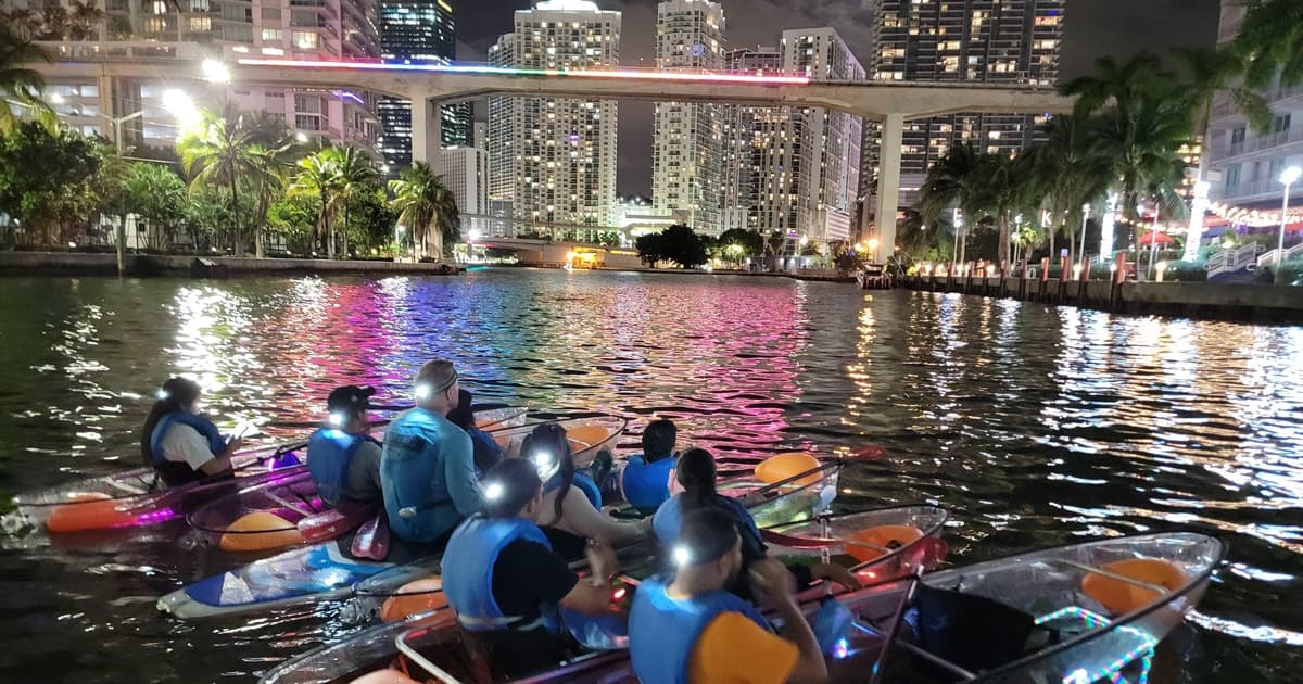 Miami: Guided LED-Lit Kayak Night Tour