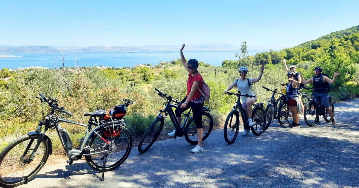 From Athens: Aegina Island E-Bike Tour with Ferry Tickets
