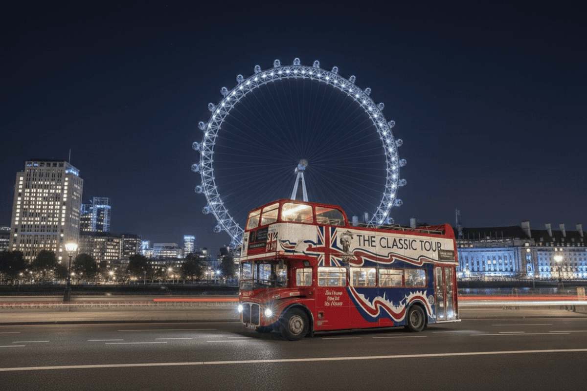 London: Vintage Open-Top Bus Night Tour with Live Guide