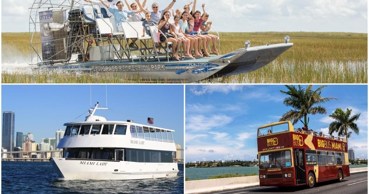 Paquete de Miami: Everglades, paseo en barco y tour en autobús descapotable