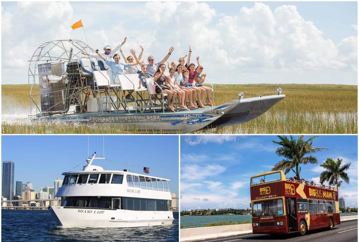 Paquete de Miami: Everglades, paseo en barco y tour en autobús descapotable