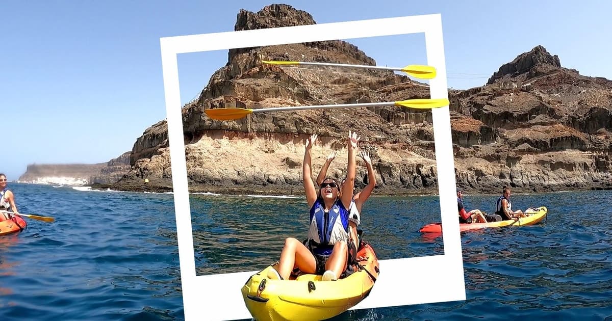 Puerto Mogán: Excursión guiada en Kayak de Aventura por Cuevas y Snorkel