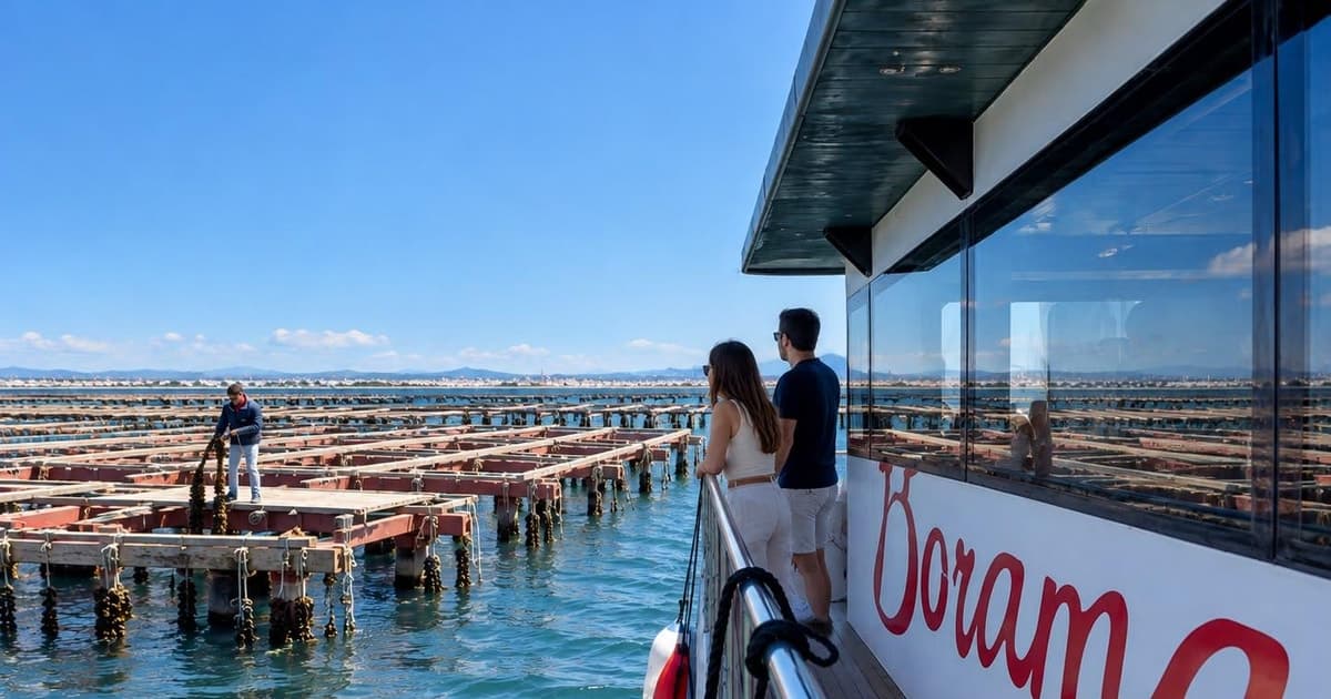 Paseo en catamarán y visita a los viveros de mejillón con aperitivo