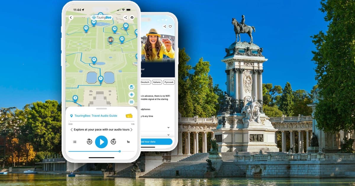 Parque del Retiro de Madrid con audioguía y opción de autobús con paradas libres