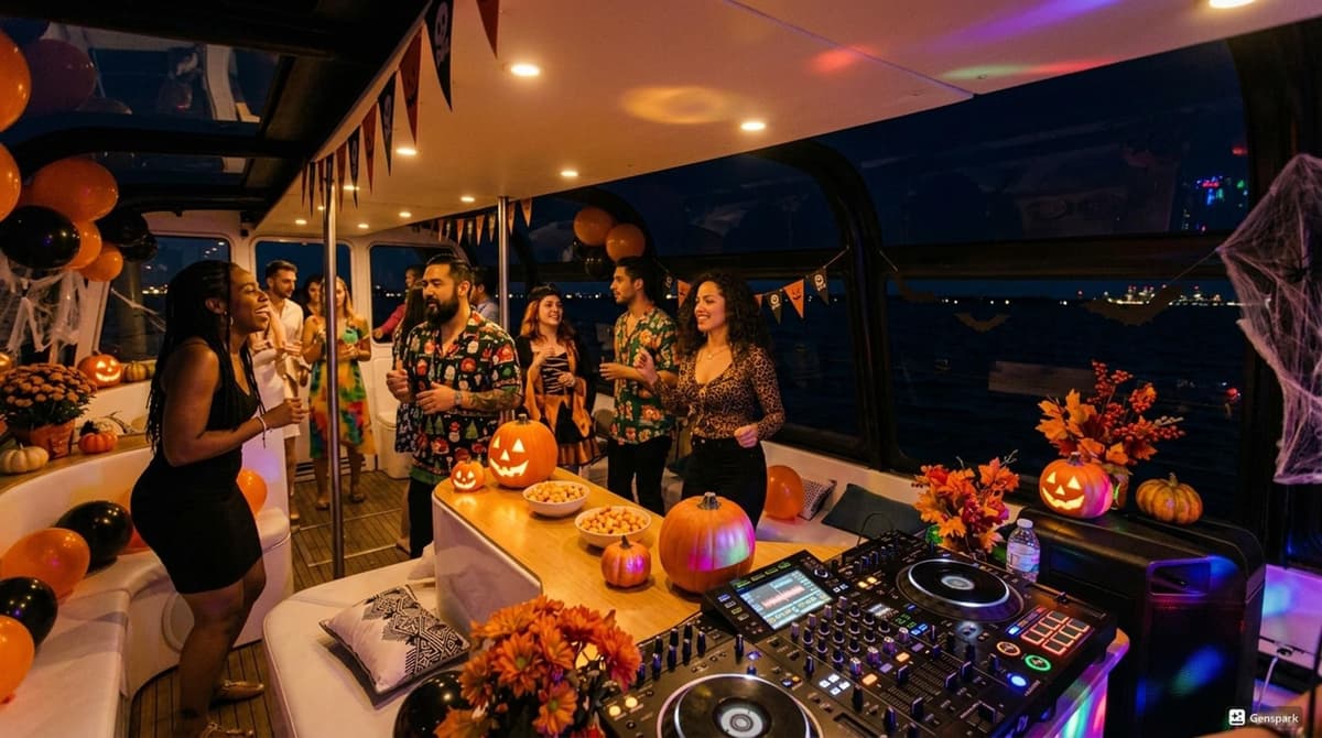 Lisbon Private Boat Cruise for Halloween Night with a DJ