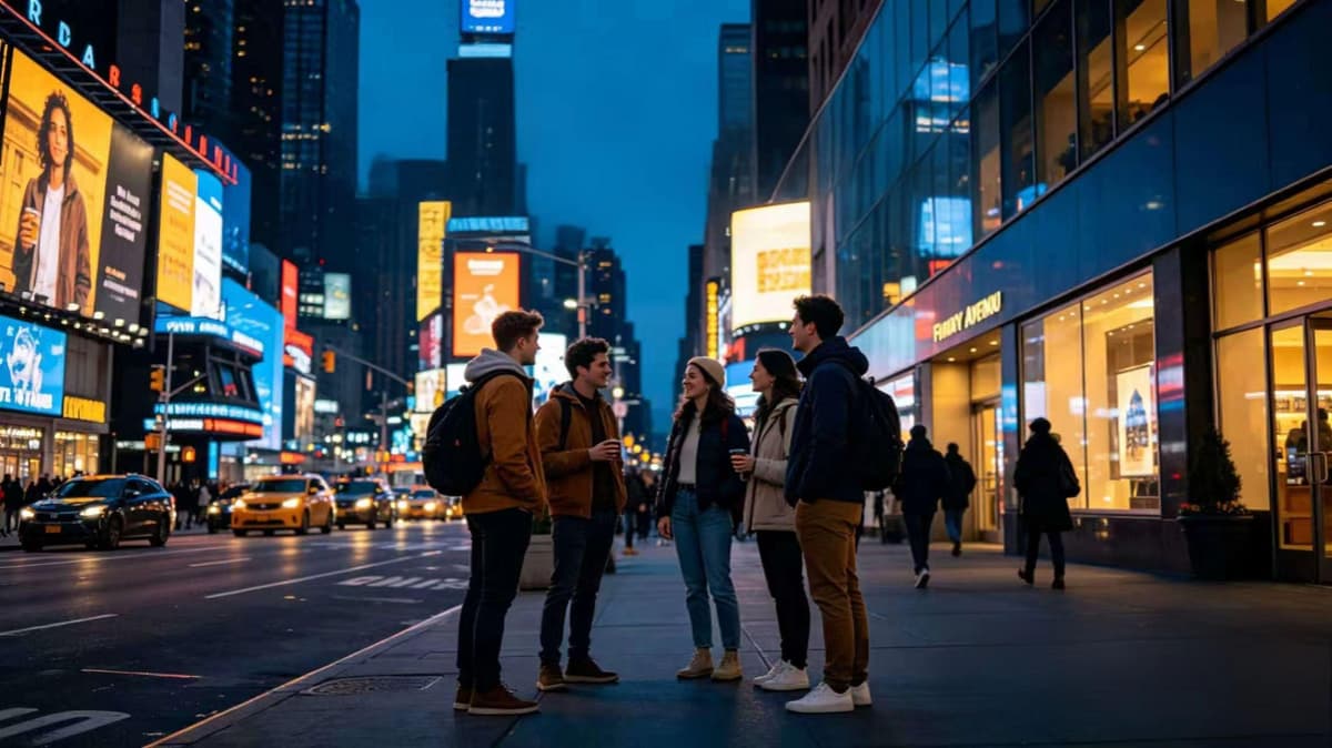 NYC Midtown Social Night Walk: Fifth Avenue + Times Square