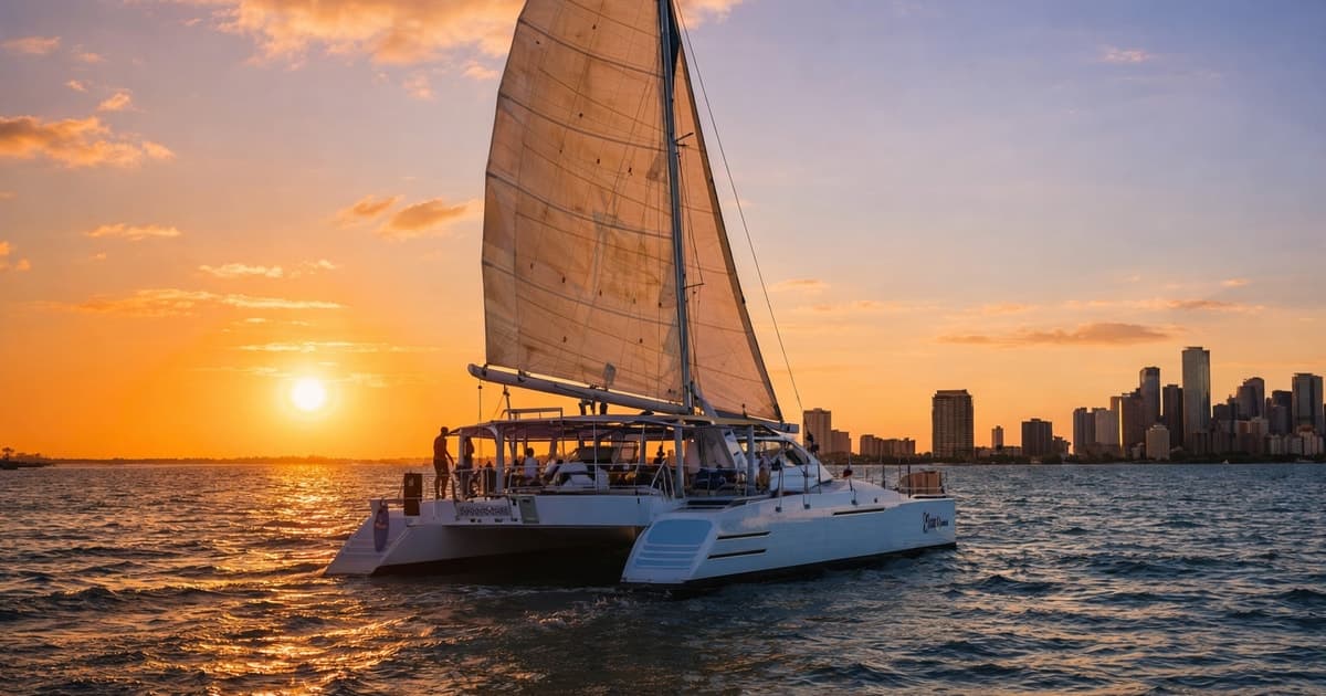 Miami: experiencia de crucero en catamarán al atardecer con barra libre
