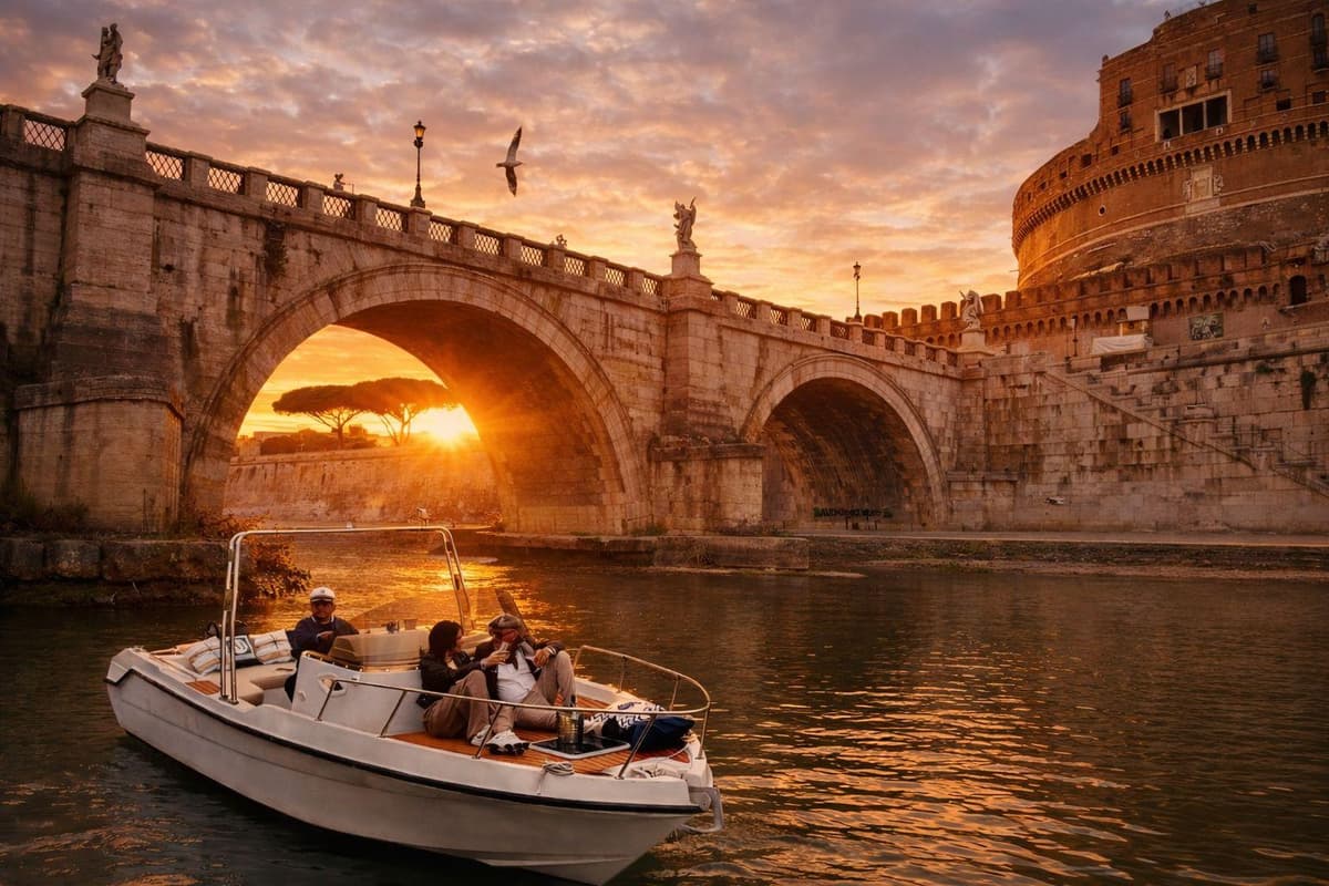 Rome: Private Tiber Boat Cruise with Aperitif & Iconic Views