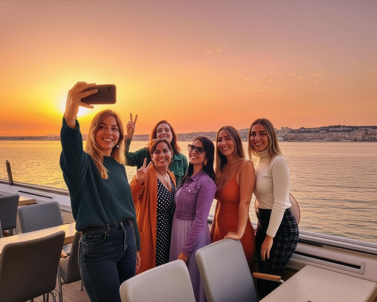 Lisbon: Sunset Cruise with Welcome Drink and Snacks