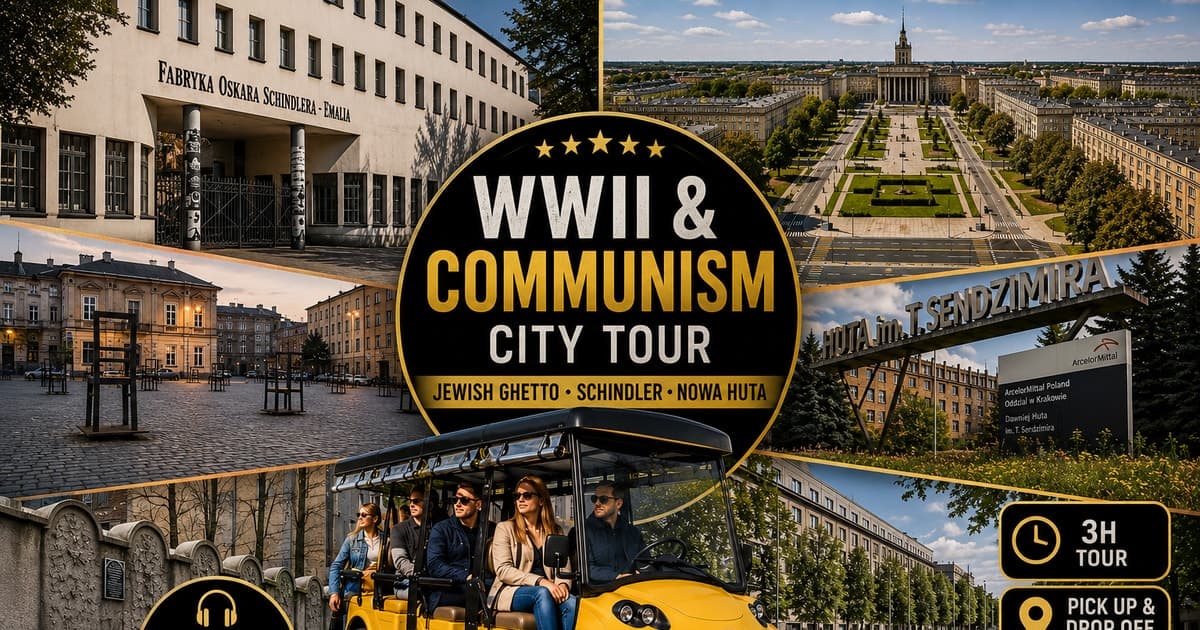 Cracovia: tour en carrito de golf por el gueto de la Segunda Guerra Mundial, Schindler y el comunismo