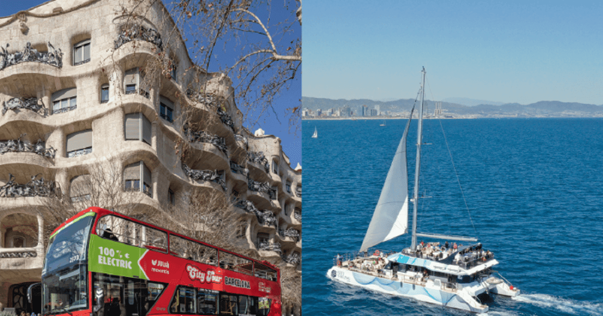 Barcelona: Hop-On Hop-Off Bus with Sailing Cruise