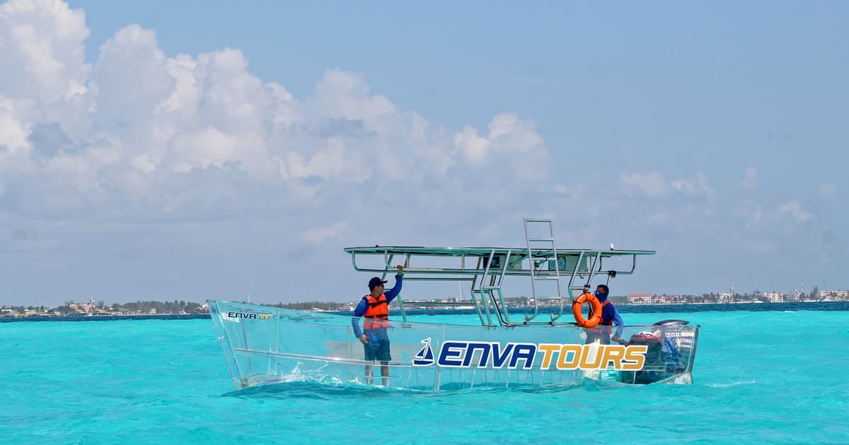 Cancún: Tour en barco transparente por la Laguna Nichupté con bebidas