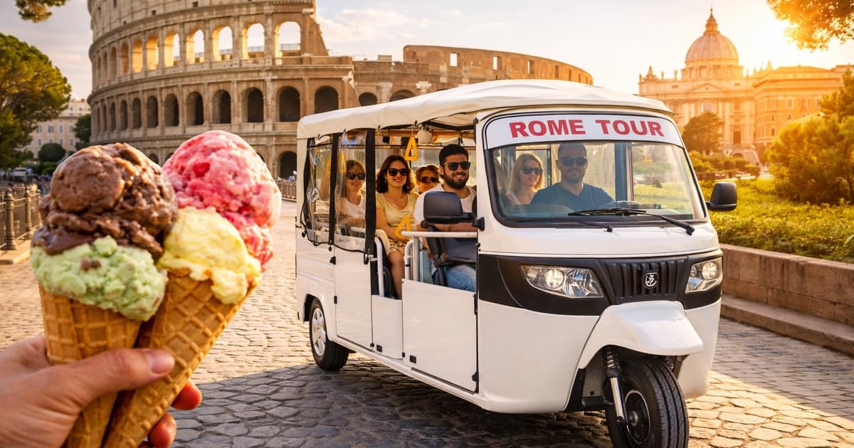 Rome Highlights Electric Tuk Tuk Tour with Gelato