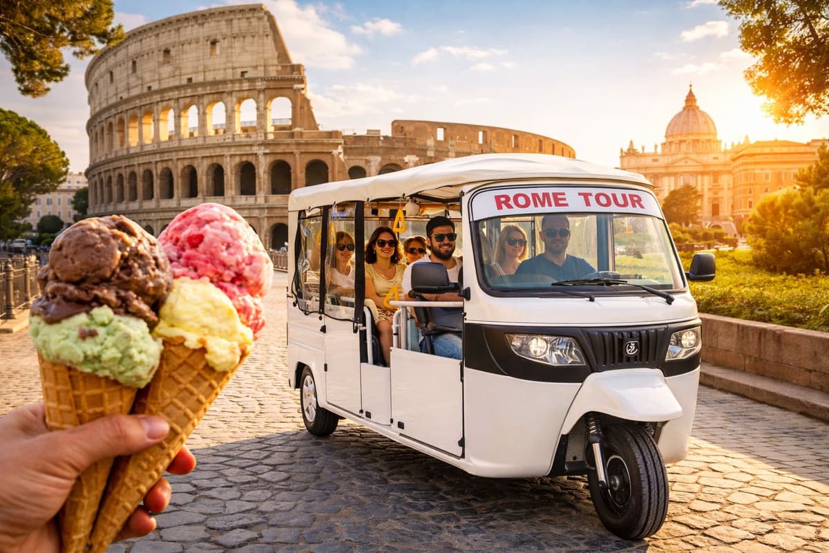 Rome Highlights Electric Tuk Tuk Tour with Gelato