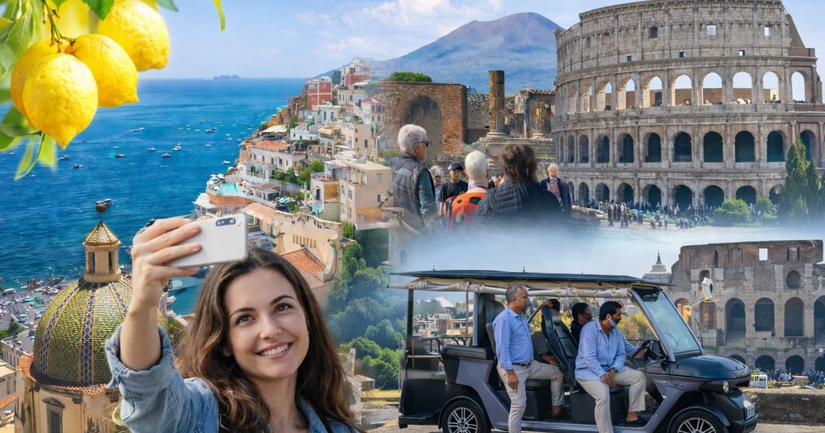 Roma en carrito de golf + tour por el Coliseo, Sorrento y Pompeya