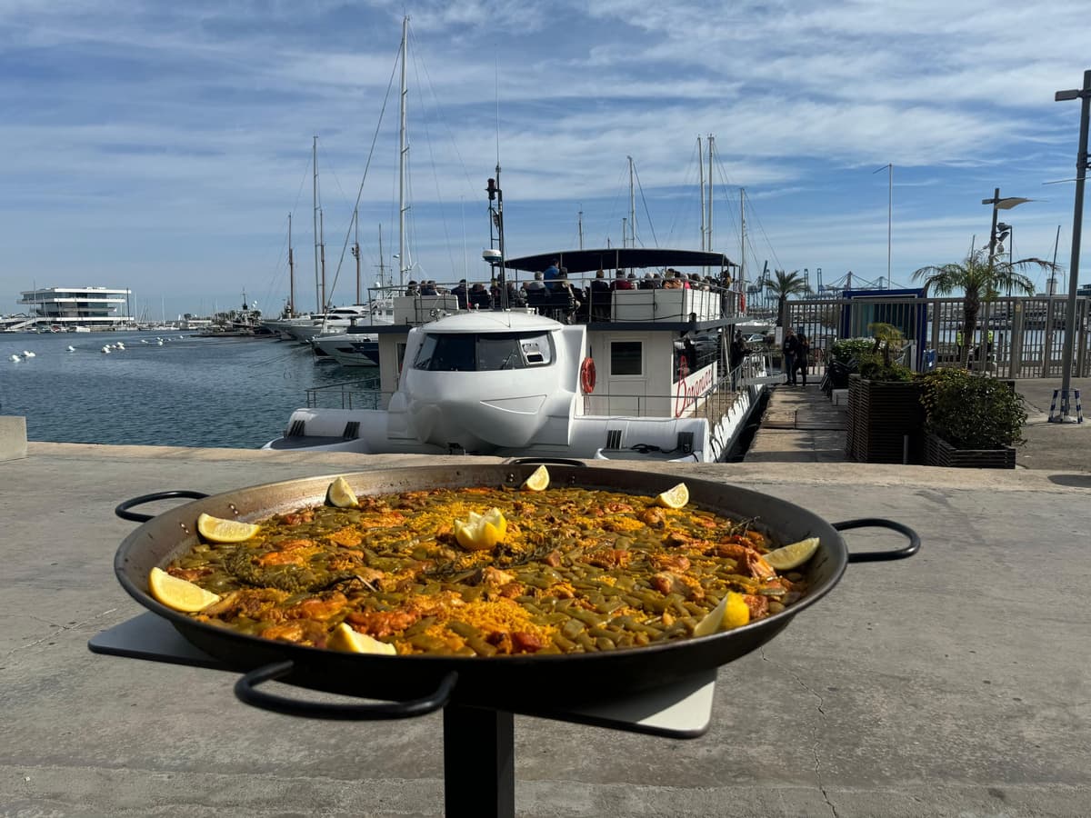 Valencia: Crucero en catamarán, comida con paella y parada para nadar
