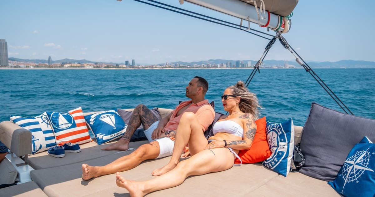 Barcelona: Catamaran Cruise w/ Sailing, Swim,Wine and snacks