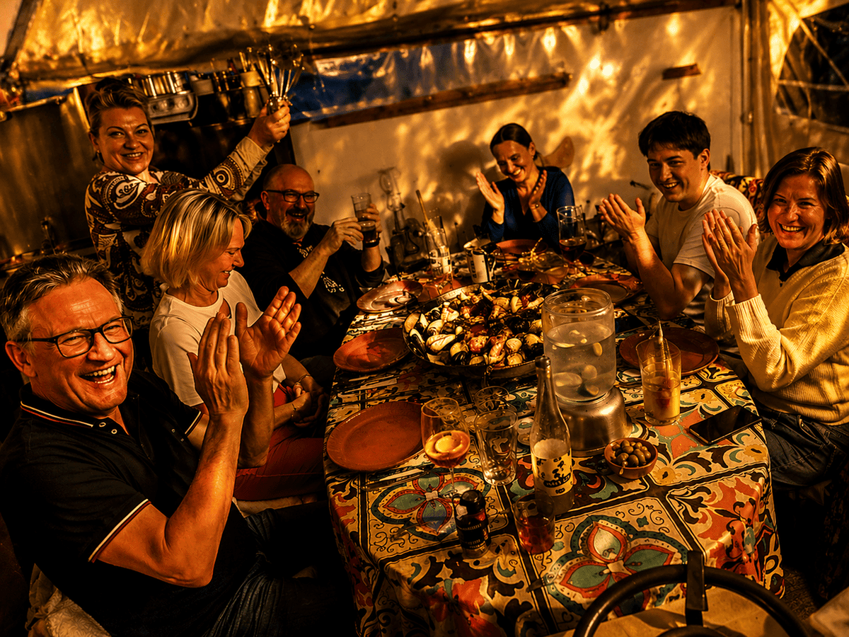 Paella y vino exclusivos en la azotea: cena al atardecer en Palma