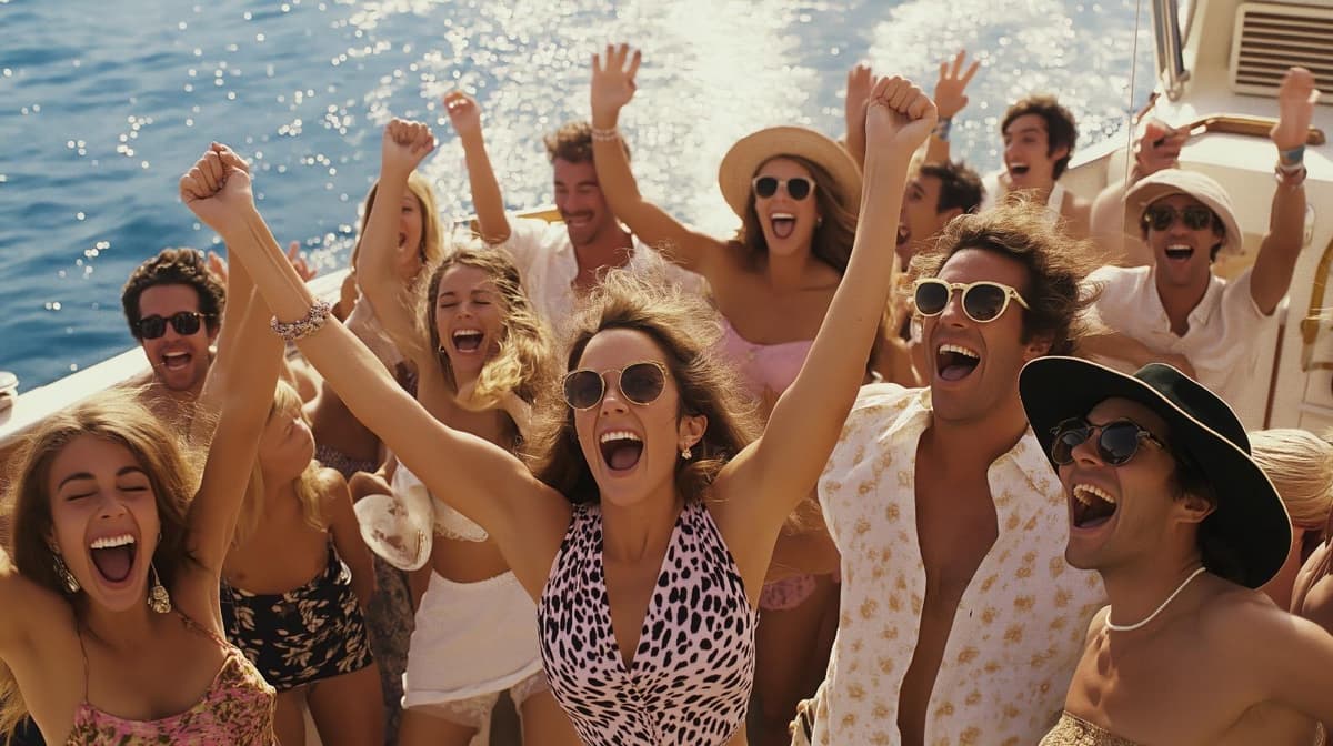 Sunset Party on a Motor Catamaran with DJ and Open Bar