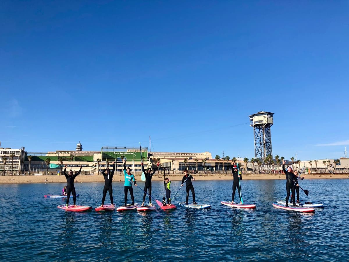 Paddle Surf Tour Barcelona Beach with Snorkeling and Guide