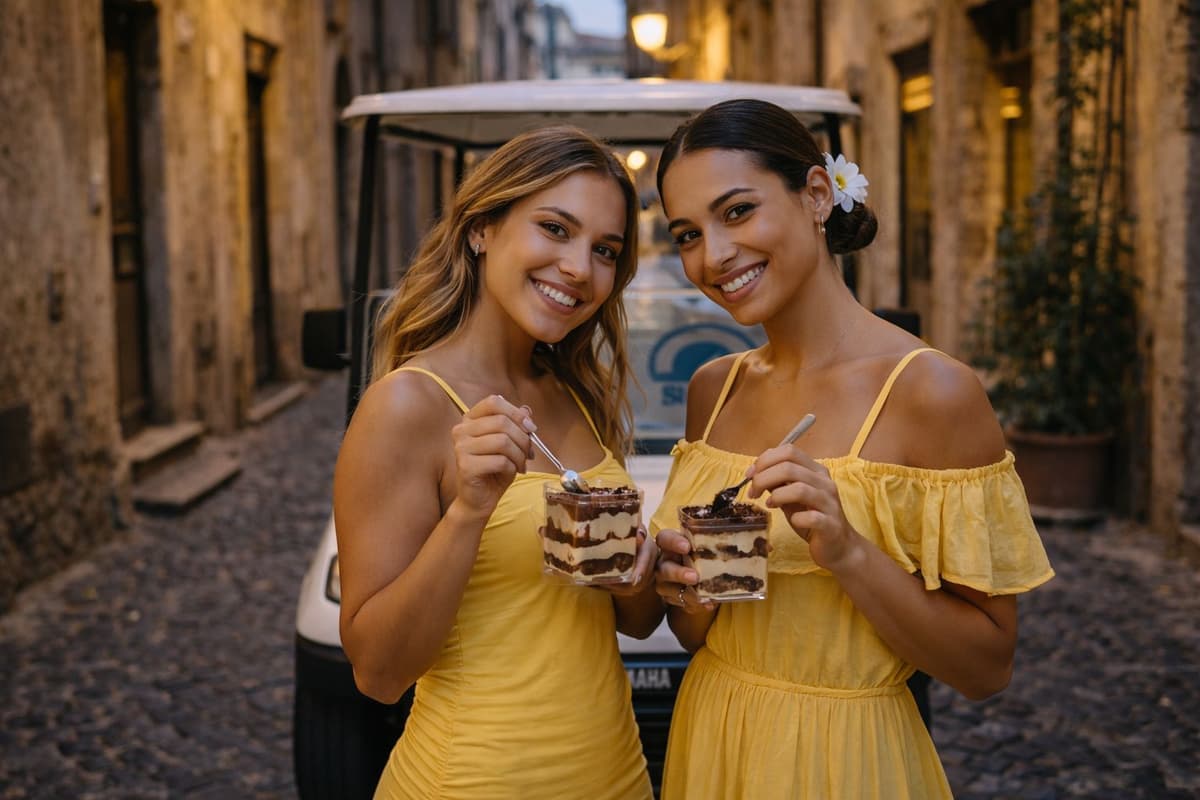 Explore Rome with Golf Cart & E-Tuk Tour & Tiramisu Tasting