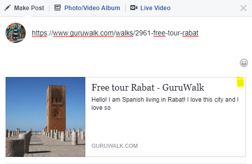 Post about a guruwalk in Rabat on Facebook